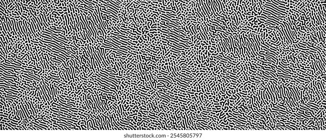 Densa e intrincada linha de arte em preto e branco, criando um padrão de labirinto dinâmico perfeito para conceitos de arte moderna





