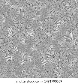 Dense leaf and flower monochrome seamless pattern and can change color of line and background whatever you want.