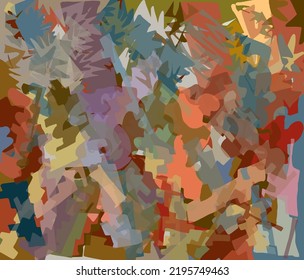 Verdichtetes, überlappendes, farbenprächtiges abstraktes Muster, hergestellt aus freehand gezeichneten amorphen Formen