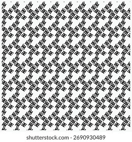 Ein dichtes nahtloses monochromes geometrisches Muster aus miteinander verwobenen abstrakten Formen.