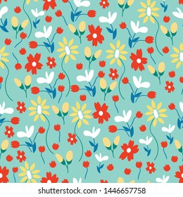 Dense seamless vector pattern with leaves and florals editable and separable