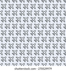 Dense simple seamless airplane icon vector pattern. Main icon elements only, no ornament. Suitable for web and printing