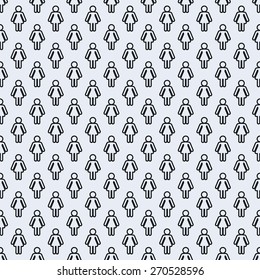 Dense simple seamless female icon vector pattern. Main icon elements only, no ornament. Suitable for web and printing