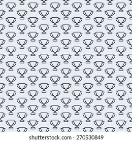 Dense simple seamless trophy icon vector pattern. Main icon elements only, no ornament. Suitable for web and printing