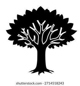 Dense Tree Silhouette in Artistic Style for Forest Illustration