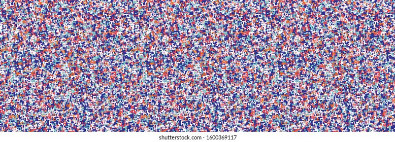Dense vector packed close up mini geometric grid banner. Texture border background. Abstract macro brush stroke seamless pattern. Playfull painterly ribbon trim edge. Paint geo shape band washi tape.