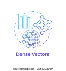 Dense vectors blue gradient concept icon. Mathematical structures non zero values. AI integration. Round shape line illustration. Abstract idea. Graphic design. Easy to use in presentation