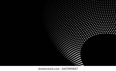 Dense white dots creating a warped grid wave structure