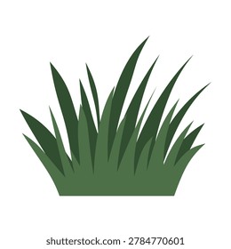 Dense wild green grass weeds clump forest ground landscape asset flat vector