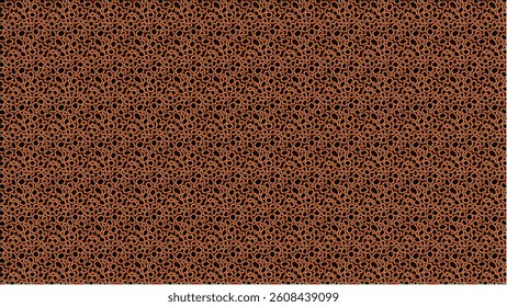 A densely packed geometric pattern consisting of interlocking circles in brown and black tones. The pattern creates a visually rich, almost optical illusion-like texture, often seen in textile design.