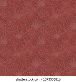 Densely textured design. Hand drawn line art flowers in seamless vector pattern on marbled chestnut background. Great for wellness products, packaging, fabric coordinate, stationery, packaging