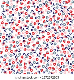 Density of Beautiful Flowery colorful pattern in small-scale flowers. Liberty style .Floral seamless background design for fashion , fabric,wallpaper,web and all prints on white