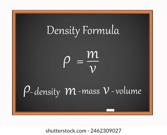 Dichteformel auf schwarzer Platte. Vektorillustration Bildung Wissenschaft