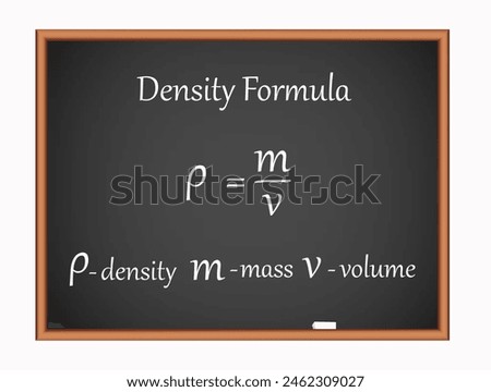 Density Formula on black board. Science education vector illustration