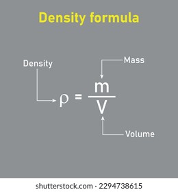 Density, mass and volume formula in chemistry. Vector illustration isolated on white background.