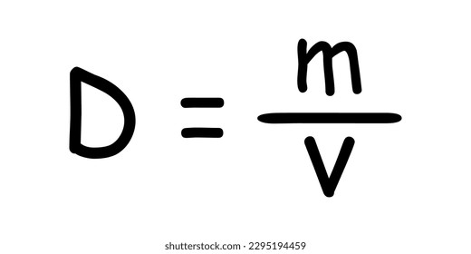 Density, mass and volume formula in chemistry. Vector illustration isolated on white background.