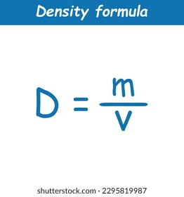 Density, mass and volume formula in chemistry. Vector illustration isolated on white background.