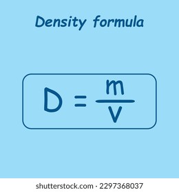 Density, mass and volume formula in chemistry. Vector illustration isolated on white background.
