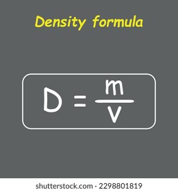 Density, mass and volume formula in chemistry. Vector illustration isolated on white background.