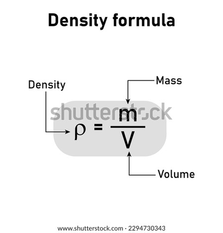 Density, mass and volume formula in chemistry. Vector illustration isolated on white background.