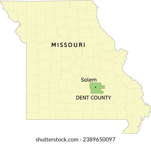 Dent County and city of Salem location on Missouri state map