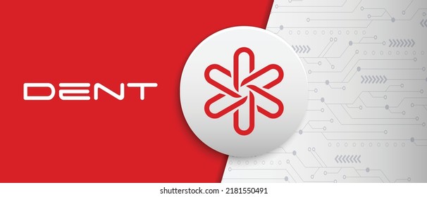 Dent (DENT) crypto currency coin symbol and logo on futuristic technology background. Virtual cash based on block chain concept vector illustration 