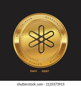 Dent (DENT) crypto currency token logo on gold coin black themed design. vector illustration for cryptocurrency symbols and icons.