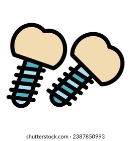 Dent implant icon outline vector. Oral gum. Dentist tooth color flat