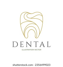 Dent Tooth Line Outline Style for Dental Icon Illustration Symbol Vector