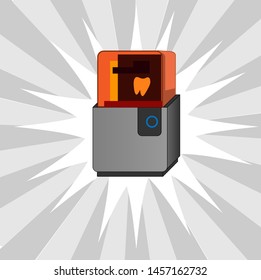 Dental 3d printer in modern style. Dentistry vector icon. Graphic element