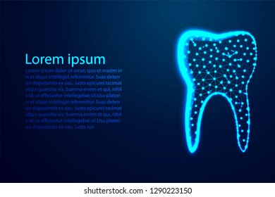 dental Abstract Low Poly. Wireframe design. From connecting dot and line. Vector Illustration