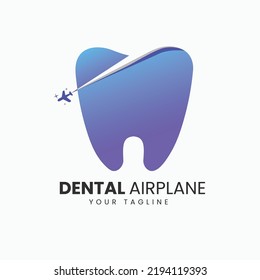 dental with airplane creative logo design