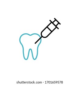 dental anasthesia icon vector illustration two color line style design. isolated on white background