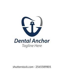 Dental Anchor Logo Design Template. Dental health practices on board ships, dental service clinics around the sea, etc Simple creative icon style.