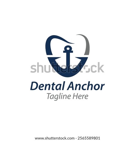 Dental Anchor Logo Design Template. Dental health practices on board ships, dental service clinics around the sea, etc Simple creative icon style.