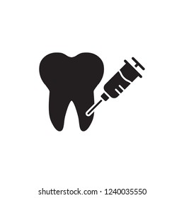 dental anesthesia icon vector glyph style. dental icon