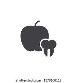 Dental apple vector icon. filled flat sign for mobile concept and web design. Apple and tooth glyph icon. Dentistry, stomatology dental care symbol, logo illustration. Pixel perfect vector graphics