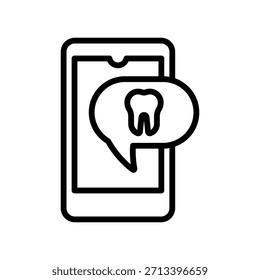 Ícone de aplicativo dentário, gráficos de vetor de linha