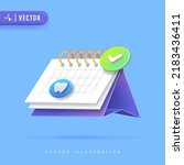 Dental Appointment Concept with 3D Realistic Calendar and Tooth Isolated on Blue Background Vector Illustration. International Dentist Day