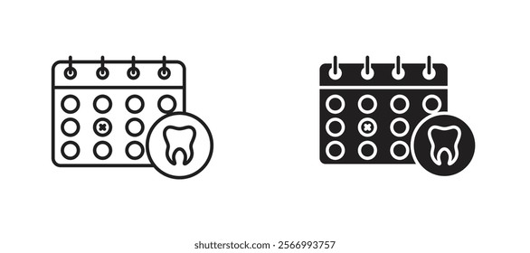 Dental appointment icons in outline and fill. vector illustration for ui.