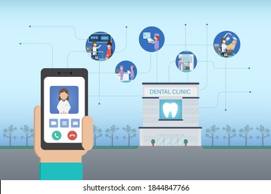 Nombramiento dental en ilustración vectorial de diseño plano móvil