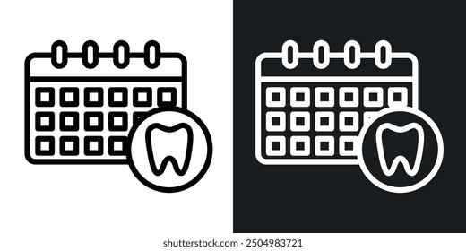 Dental appointment vector icon set black and white filled and outlined style.