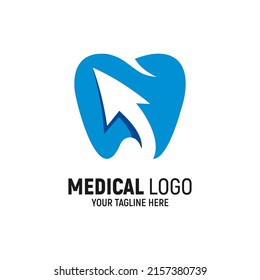 Dental Arrow Logo Design Template Inspiration, Vector Illustration.