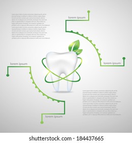 Dental background with green leaf. EPS 10 vector file.