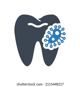 Dental Bacteria Glyph Related Vector Icon. Dental Bacteria Sign. Isolated on White Background