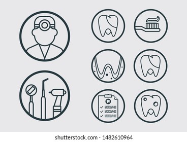 Dental basic vector icons and symbols