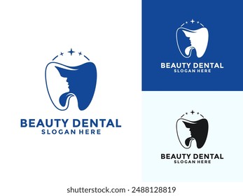 Vector de diseño de logotipo de la belleza dental, Plantilla de diseño de logotipo de diente de clínica dental