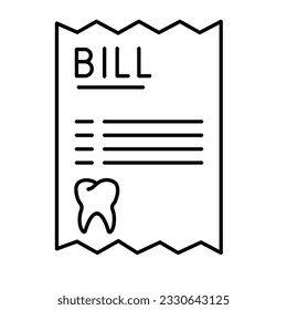 Dental bill Outline Vector Icon that can easily edit or modify

