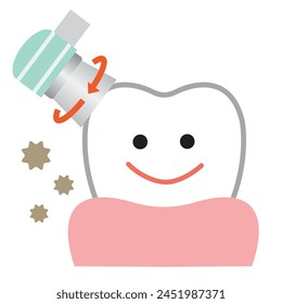 ilustración de eliminación de biofilm dental. bacterias y placa de fijación en el diente. concepto de salud dental y cuidado oral