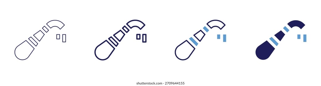 Icono de blanqueamiento dental en 4 estilos diferentes. Línea delgada, línea, línea en negrita, duotono. Estilo duotono. Trazo editable.